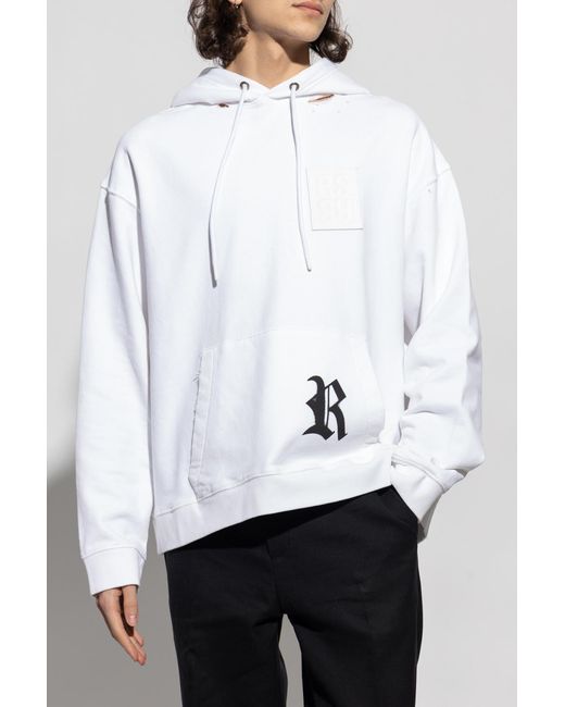 Raf Simons White Logo Patch Hoodie for men
