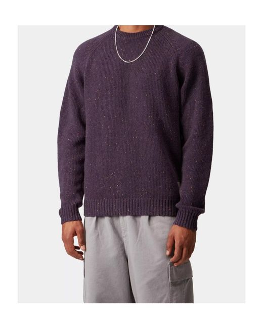 Carhartt Purple Anglistic Crewneck Knitted Jumper for men