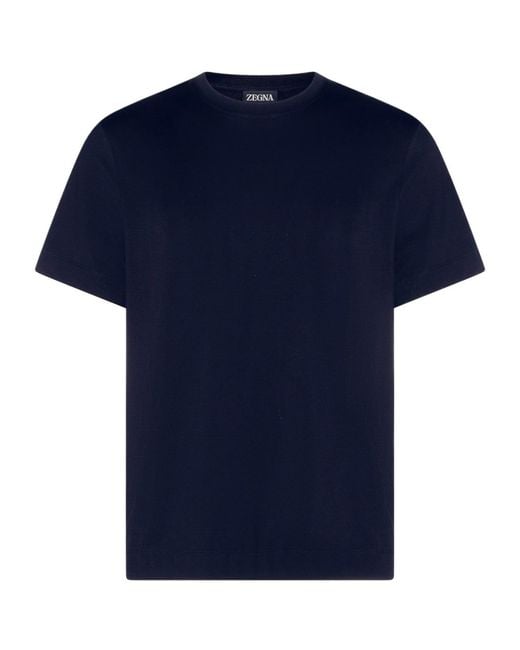 Zegna Blue Short-Sleeved Crewneck T-Shirt for men