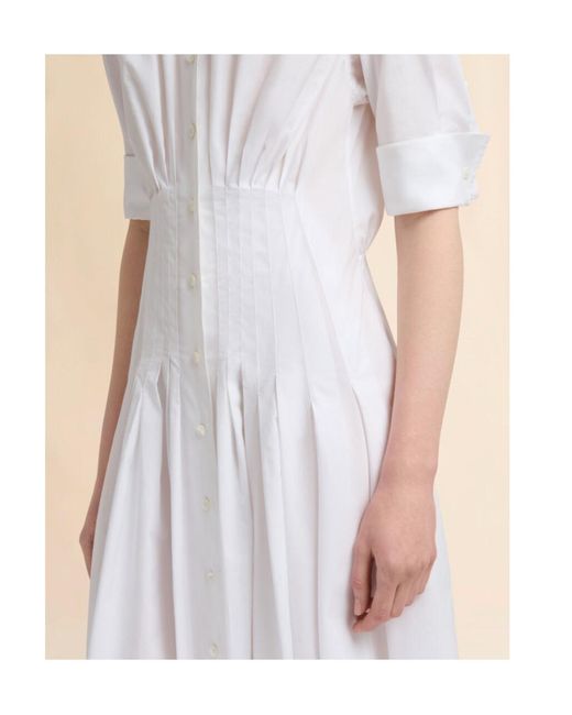 Marni White Gathered Poplin Shirt Dress