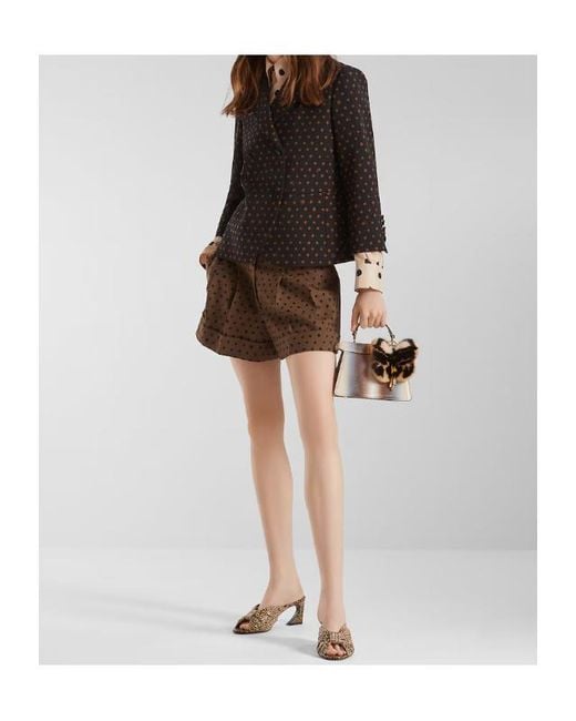 Fendi Brown Falena Dots Printed Flared Shorts