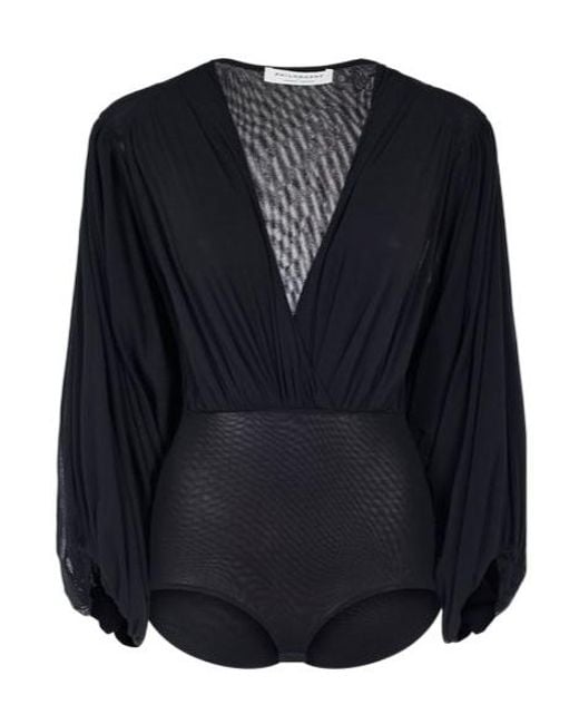 Philosophy Di Lorenzo Serafini Blue Stretch Tulle Bodysuit