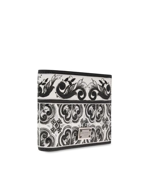 Dolce & Gabbana White Wallet With "Majolica" Print for men