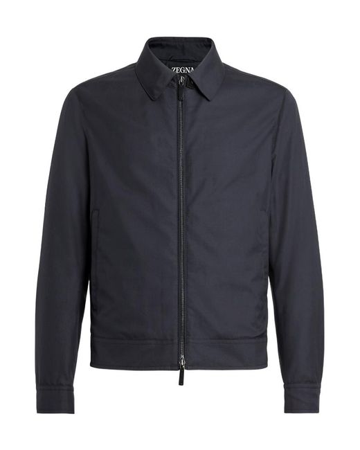 Zegna Blue Leggerissimo Zipped Shirt Jacket for men
