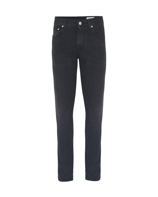 McQueen Blue Logo Embroidered Jeans for men