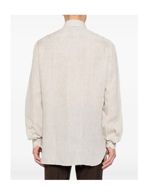Isaia White Long-Sleeved Shirt for men