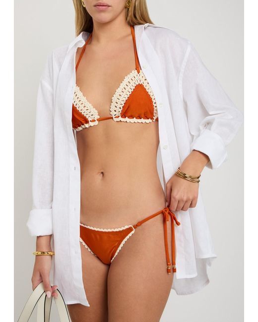 Zimmermann Red Mahon Crochet Stretch-Polyamide Bikini