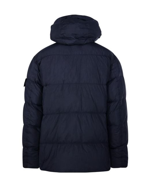 Stone Island Blue Hooded Puffer Jacket for men