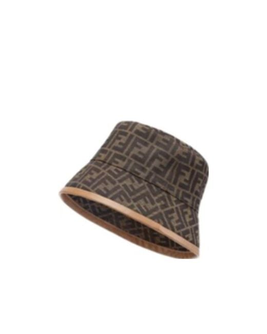 Fendi Gray Ff Motif Bucket Hat for men