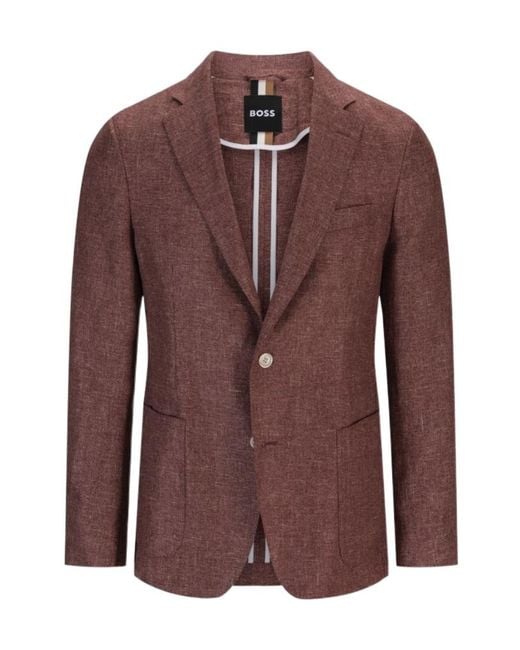 Boss Brown Single-Breasted Blazer for men