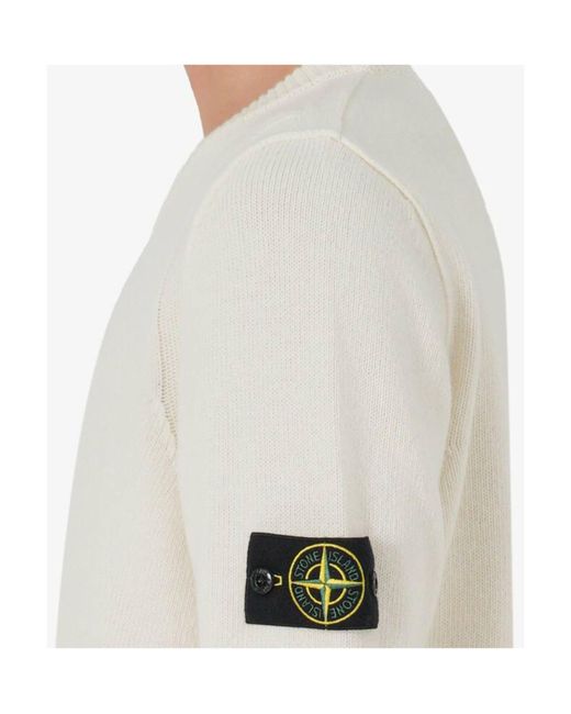 Stone Island White Crew-Neck Sweater for men