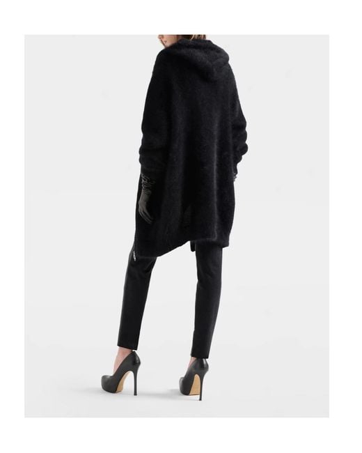 7 For All Mankind Black Fuzzy Zip Hooded Sweater