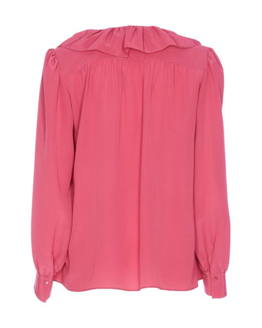 Chloé Pink Chloé Ruffle Detailed Long-Sleeve Top