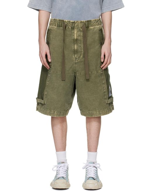 Maison Mihara Yasuhiro Green Damage Cargo Shorts for men