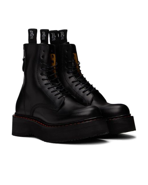 R13 Black Platform Leather Ankle Boots for men