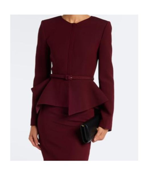 Roland Mouret Purple Belted Peplum Wool And Silk Jacket
