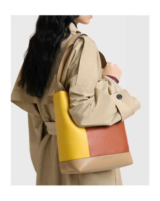 Marni Orange Pod 2.0 Colorblock Shoulder Bag