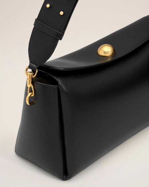 AMI Black Smooth Leather Carrousel Medium Bag