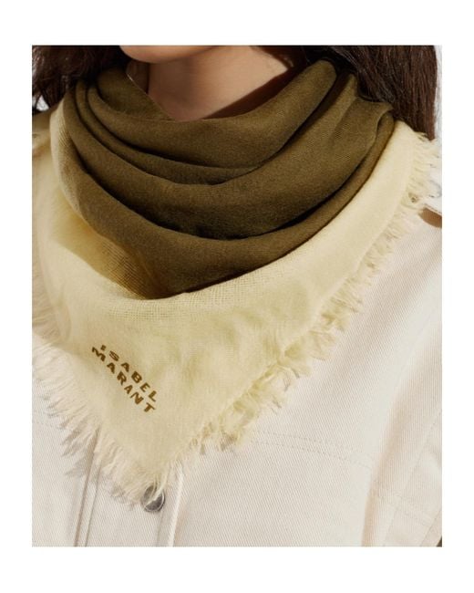 Isabel Marant Green Aleia Gradient Fringed Scarf