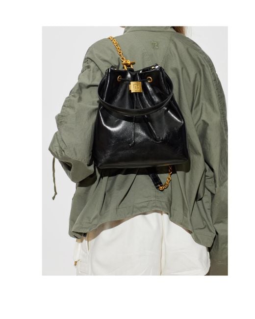 Balmain Black Pulse Drawstring Backpack