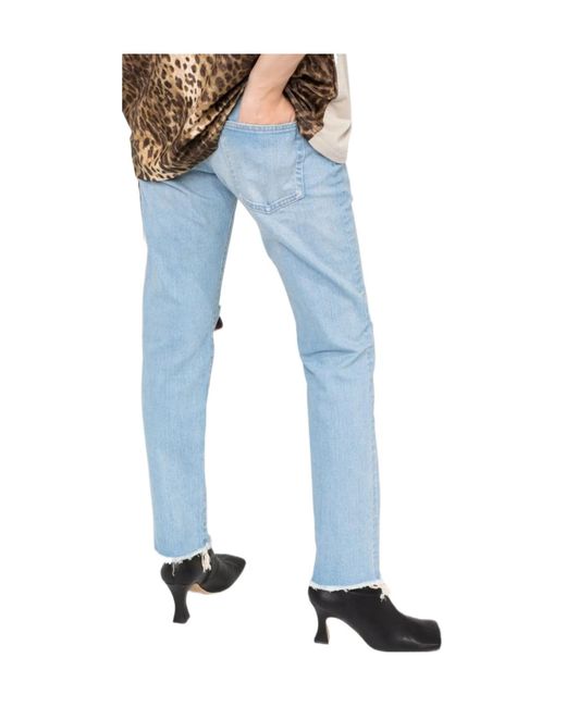 Junya Watanabe Blue Distressed Skinny-Cut Jeans
