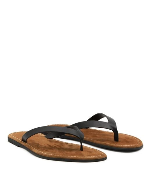 The Row Brown Leather Thong-Strap Flat Sandals