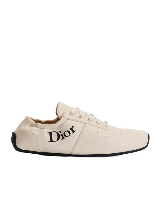 Dior White Lace-Up Sneakers