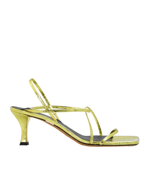 Proenza Schouler Metallic Square-Toe Strappy Heeled Sandals