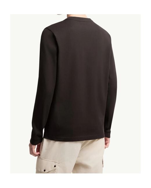 Moncler Black Cotton Jersey Long Sleeve T-Shirt for men
