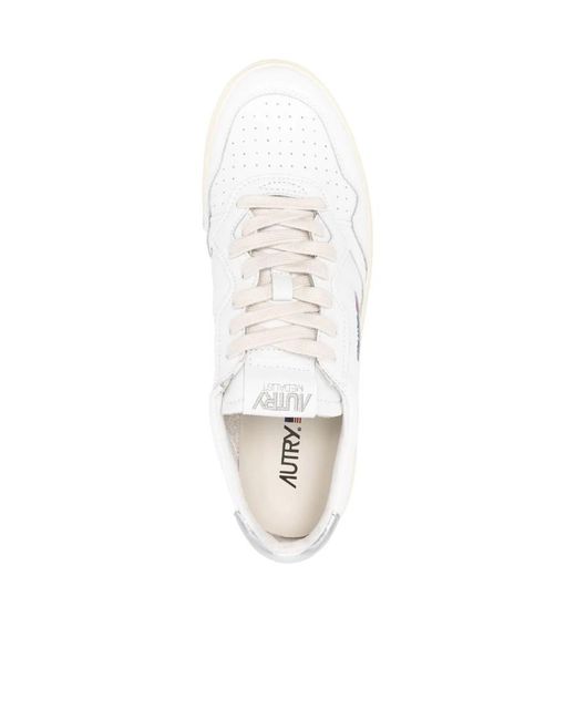 Autry White Medalist Lace-Up Sneakers for men