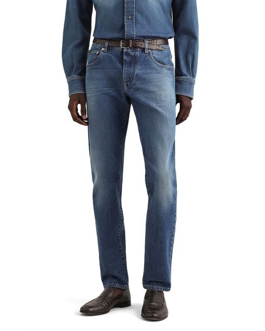 Dolce & Gabbana Blue Logo-Patch Straight Jeans for men