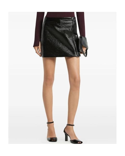 Courreges Black Courrèges A-Line Shaped Vinyl Mini Skirt