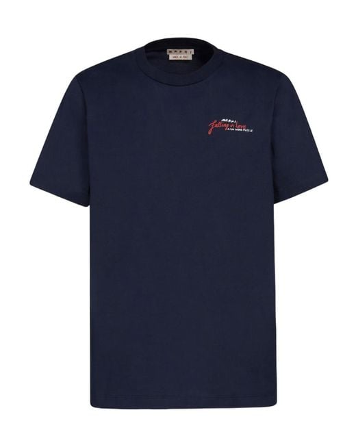 Marni Blue Wordsearch Heart Print T-Shirt for men