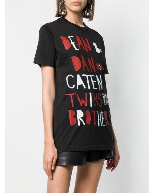 DSquared² Black Printed T-Shirts With Patterns And Slogans