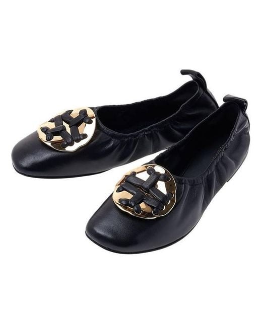 Tory Burch Blue Woven Double T 10Mm Ballerina Shoes