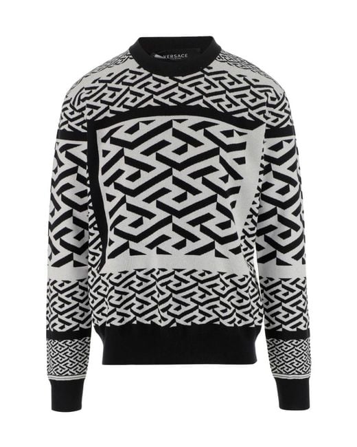 Versace Black La Greca Knitted Jumper for men