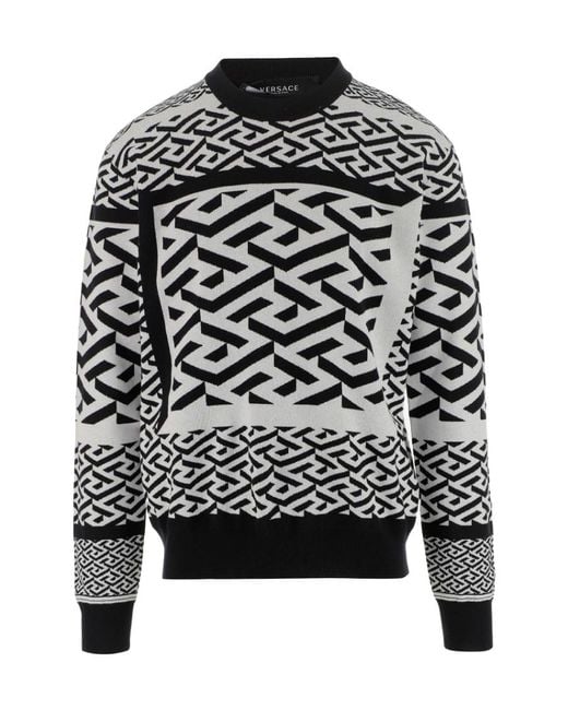 Versace Black La Greca Knitted Jumper for men