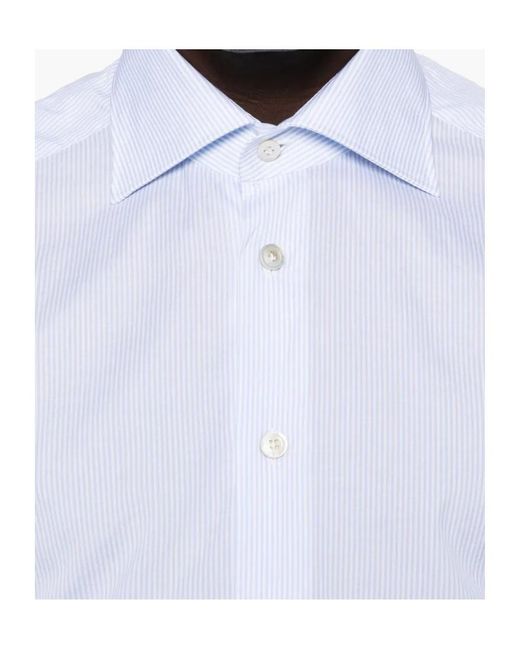Kiton White Striped Cotton Shirt for men
