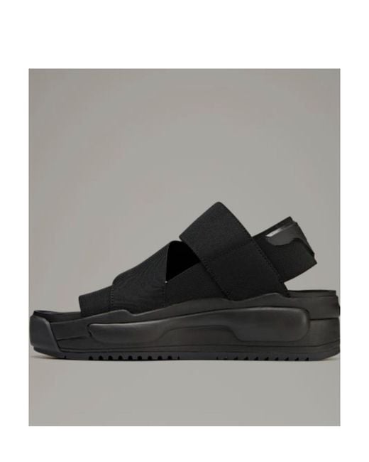 Y-3 Black Logo Embossed Open-Toe Sandals for men