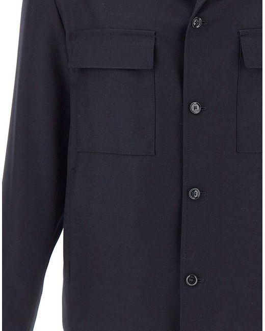 Briglia 1949 Blue Long-Sleeve Button-Up Jacket for men