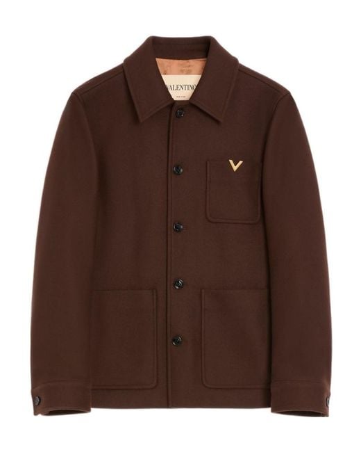 Valentino Brown Vgold Button-Up Jacket for men