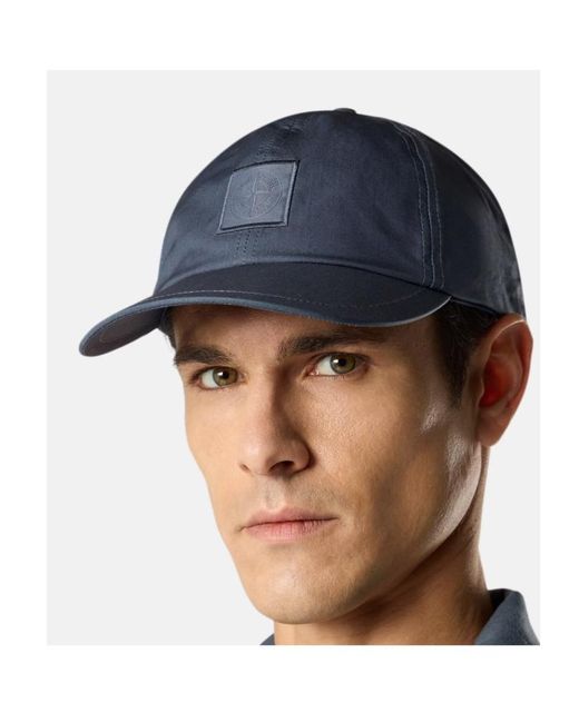 Stone Island Blue Baseball Cap With Compass Patch for men
