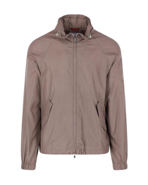 Brunello Cucinelli Brown Silk Blend Jacket for men