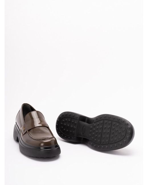 Tod's Black Logo Plaque Slip-On Loafers