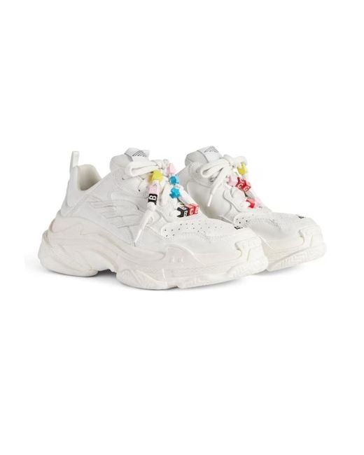 Balenciaga White Triple S Sporty Sneakers