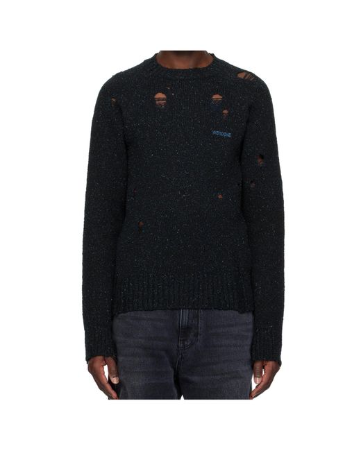 we11done Black Crew Neck Long Sleeve Sweater for men