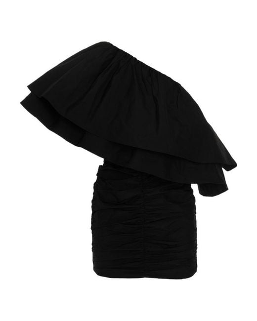 ROTATE BIRGER CHRISTENSEN Black Off-shoulder Ruffled Minidress