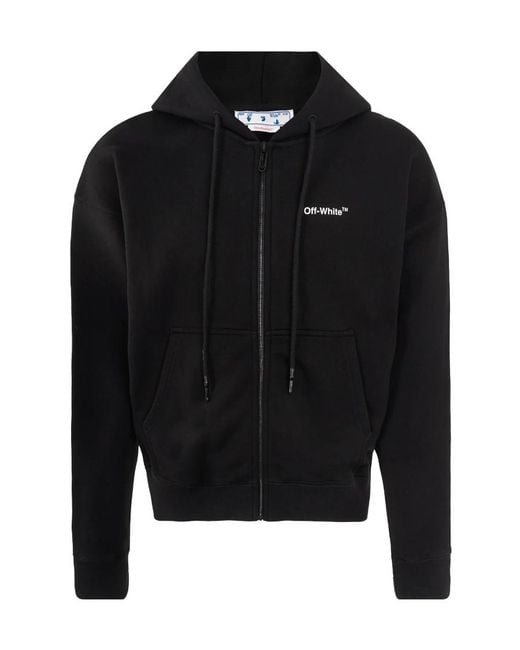 Off-White c/o Virgil Abloh Black Painting-Print Zip-Up Hoodie for men
