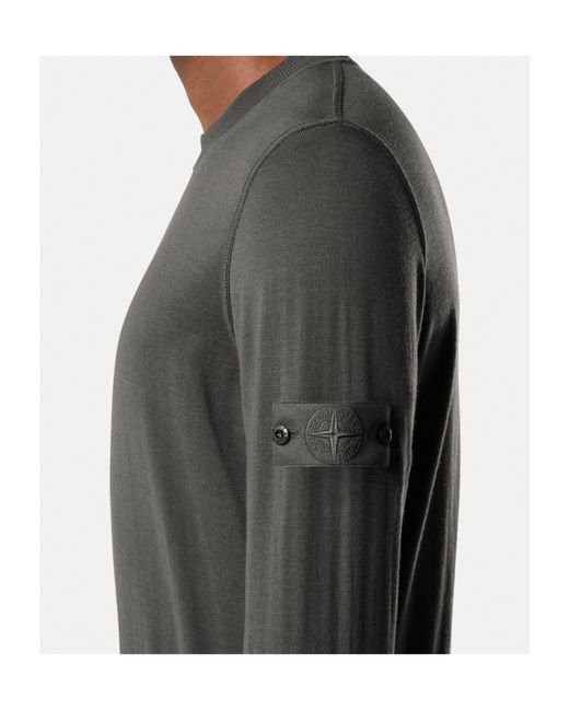 Stone Island Gray Compass Patch Crewneck Jumper for men