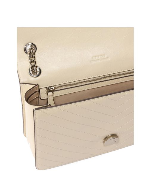 Pinko Natural Love Birds Foldover Top Shoulder Bag